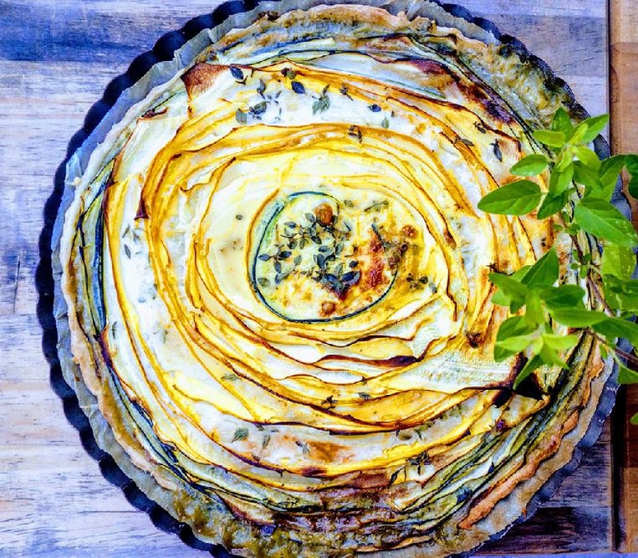 Slaný cuketový koláč dvou barev