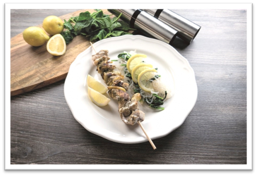 Rybí špíz s nudlemi shirataki